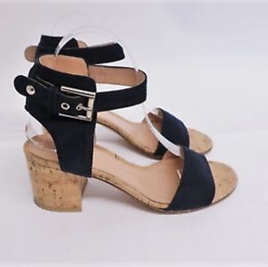 gianvito rossi cork sandals rikki navy ankle strap